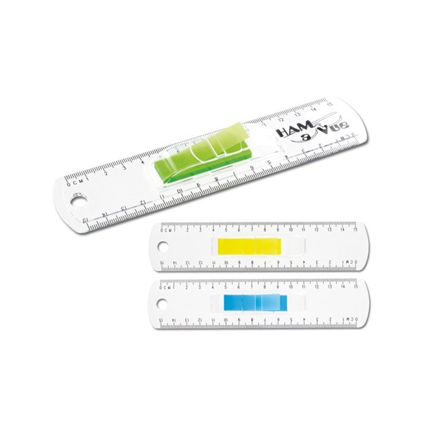 15cm TRANSPARENT RULER WITH PAGE FLAGS - Jaune / 