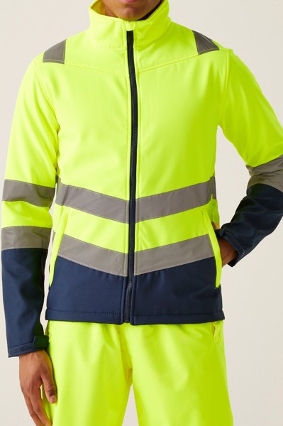 Pro Hi-Vis Softshell Jacket - Yellow / Navy / S