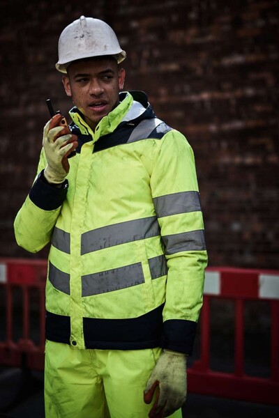 Hi-Vis Pro Two Tone Thermogen Heated Jacket - Orange / Navy / L