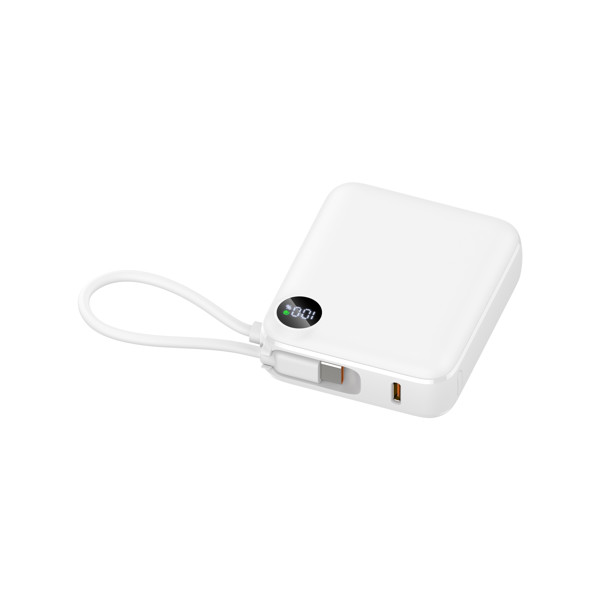 Compact 10000mAh power bank with LED display - WHITE