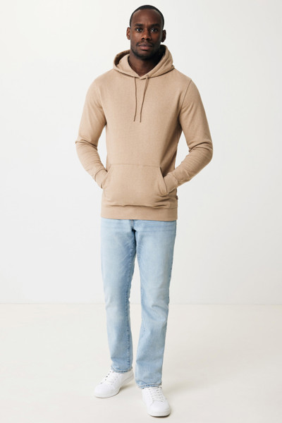Sweat à capuche en coton recyclé et non teinté Iqoniq Torres - Heather Brown / L