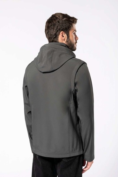 Unisex 3-Layer Softshell Hooded Jacket With Removable Sleeves - Titanium / 5XL