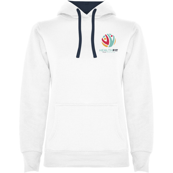 Urban women's hoodie - White / Navy Blue / XL