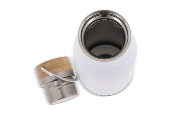 Bouteille isotherme avec couvercle en bambou 500ml - Blanc