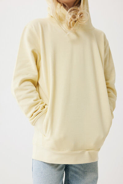 Dětská mikina s bočními kapsami IQONIQ Yengo z rec. bavlny - Cream Yellow / 78