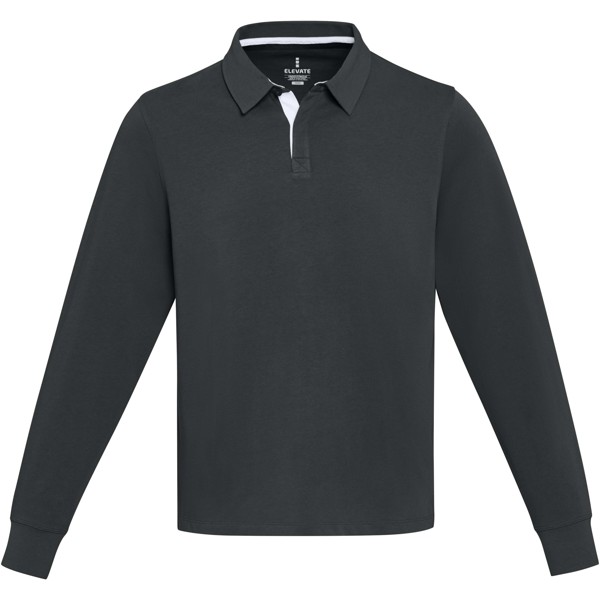 Polo estilo rugby unissexo "Clyde" organico - Preto liso / XS