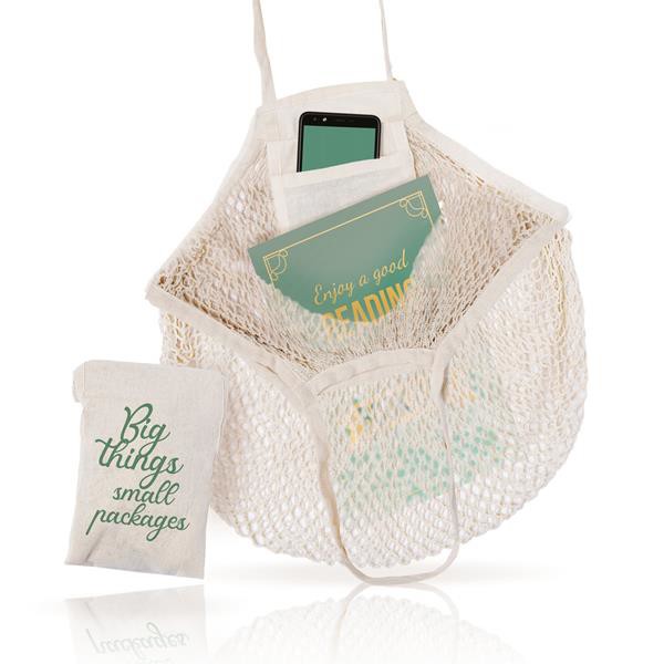 Sac En Réseau Avec Anses 100% Coton, Pliable - Ecru