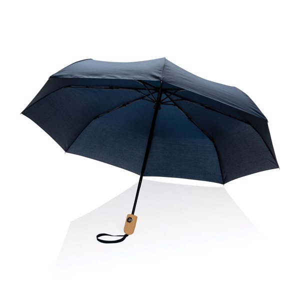 Parapluie 21" automatique rPET 190T et bambou Impact AWARE™ - Bleu Marine
