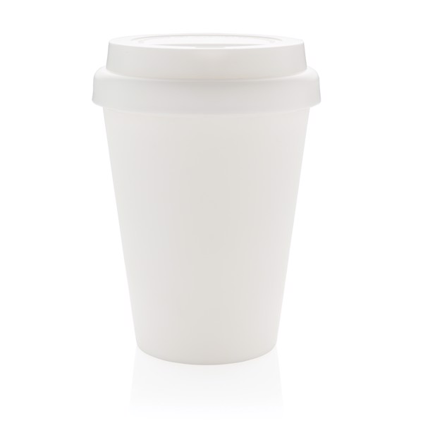 Reusable double wall coffee cup 300ml - White