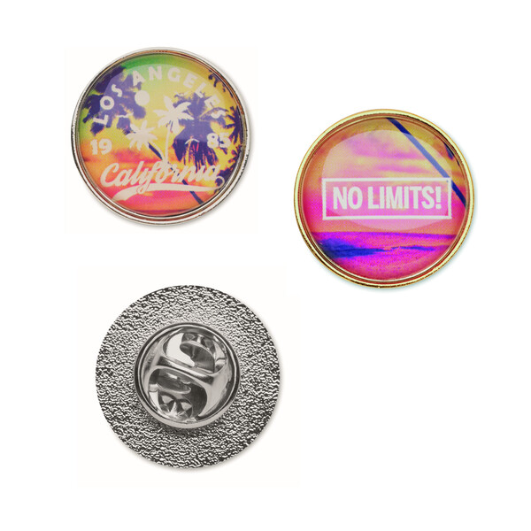 Metall-Pin in runder Form mit Doming - Full Color / Nickel / Einzelner Polybeutel