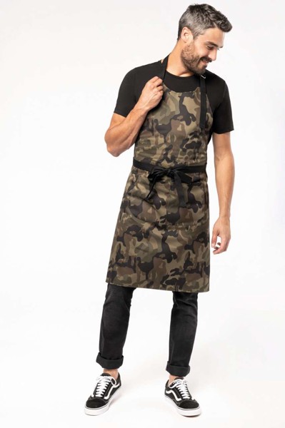 Pamučna pregača s džepom - Olive Camo
