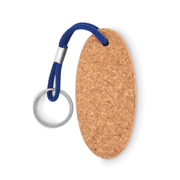 Floating cork key ring Boat Royal Blue