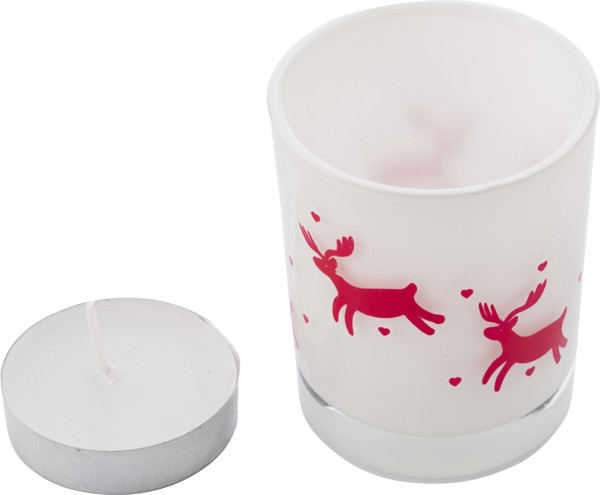 Copo de cristal com vela e decoração de natal. Kirsten - White