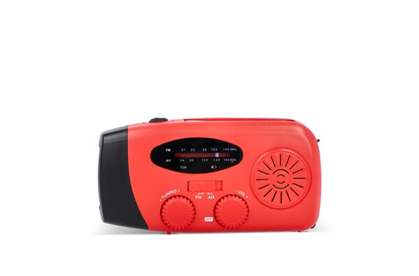 SafeSound Emergency Radio with Solar and Manual Winding - Red
