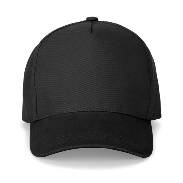 ASHTON. Čepice ze 100% bavlny (260 g/m²) s 5 panely - Černá
