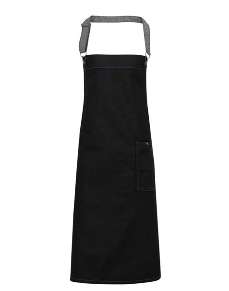 'District' Waxed Look Denim Bib Apron - Black Denim