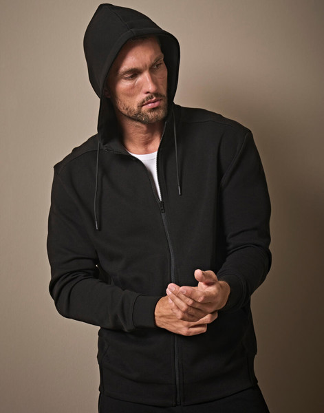 Ribbed Interlock Hooded Full Zip - Black / L