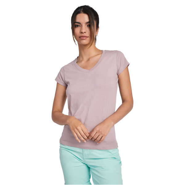 T-shirt a maniche corte con scollo a V da donna da 155 g/m² Victoria - Rosa chiaro / M