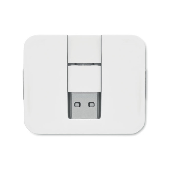 Square-C USB zvezdišče s 4 vrati, Type-A, Type-C - Bela