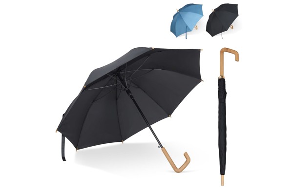 Stick umbrella 23” R-PET auto open - Black