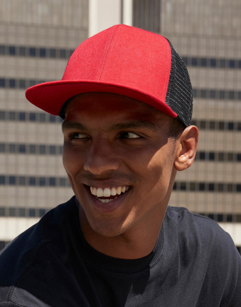 Original Flat Peak 6 Panel Trucker - Grey / Black / ONE SIZE