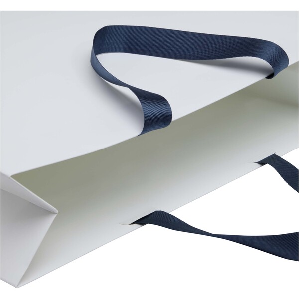 Smartfold 210 g/m² paper bag with ribbon handles and matt lamination -  42 x 12 x 35 cm - Blue
