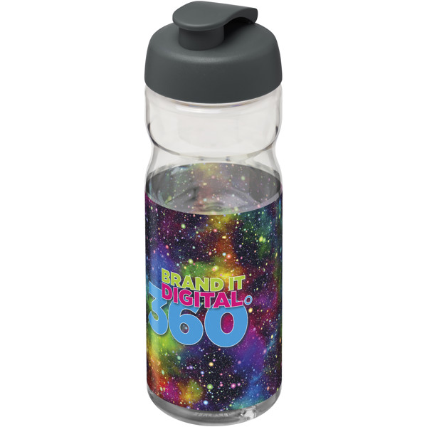 Bouteille de sport H2O Active® Base Tritan™ de 650 ml à couvercle à clapet - Translucide / Gris