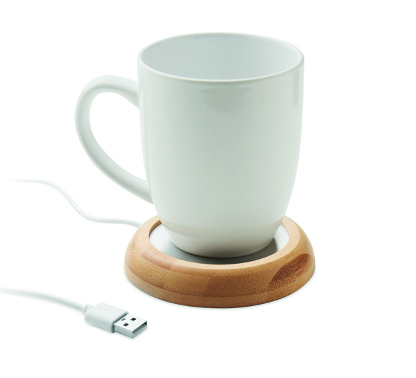 Bamboo mug warmer with USB Muglet