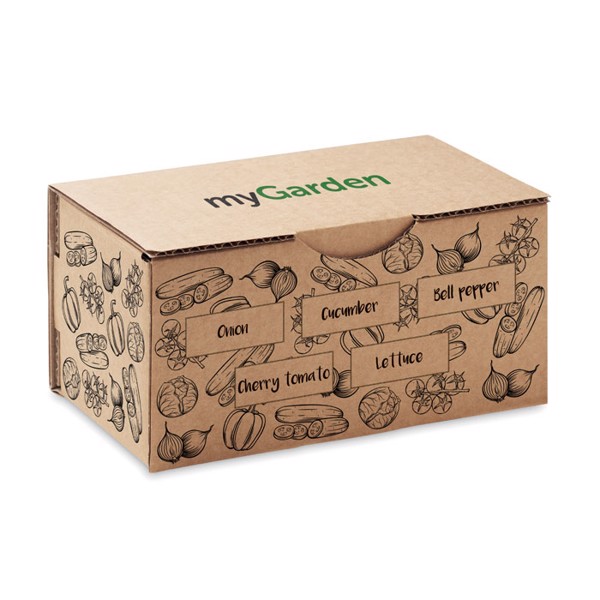 Salad seed kit with soil tablet, paper box