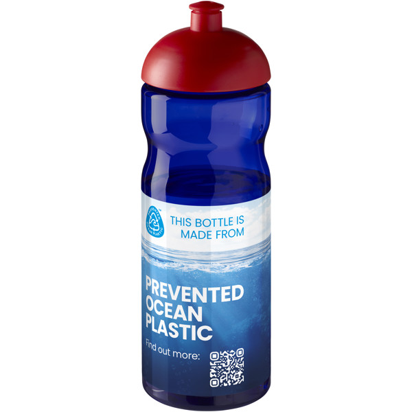 Bouteille de sport H2O Active® Eco Base 650ml avec couvercle dôme - Bleu royal / Rouge
