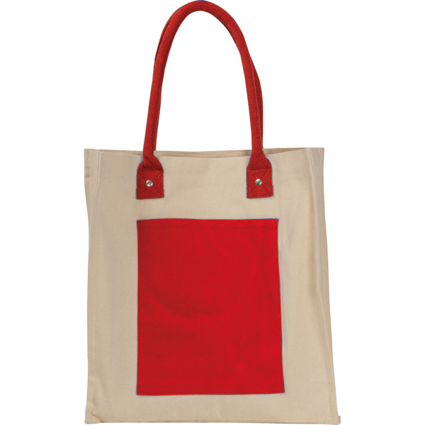 Canvas shopper with long handles RODOLFO - Red