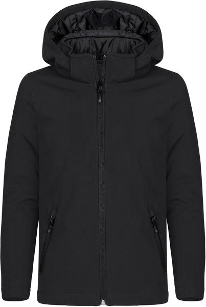 Padded Kids' Hooded Softshell Jacket Clique | Padded Hooded Softshell Junior - Black / 130/140