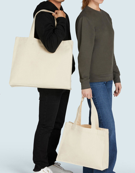 Canvas Wide Shopper With Fold Lh - Black / L (42X32X12CM)