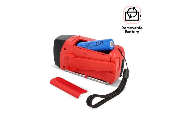 SafeSound Emergency Radio with Solar and Manual Winding - Red