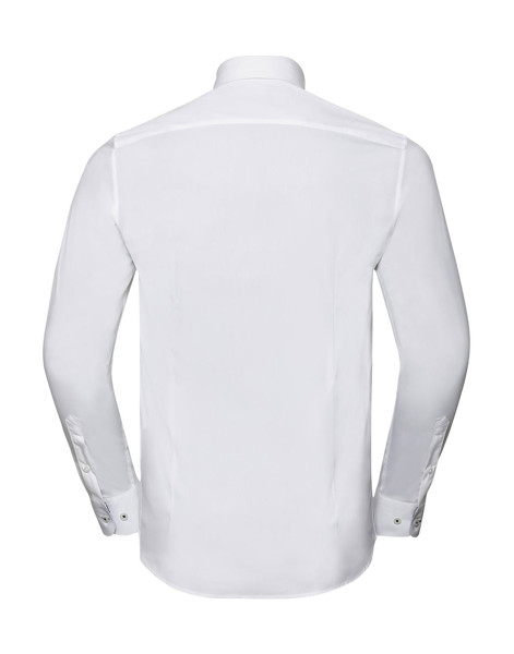Men'sLS Tailored Contrast Ultimate Stretch Shirt - White / Oxford Blue / Bright Navy / 4XL