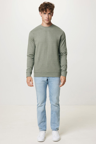 Pull à col rond en coton recyclé non teinté Iqoniq Denali - Heather Green / XL