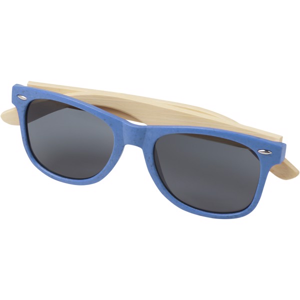 Lunettes de soleil Sun Ray en bambou - Bleu process