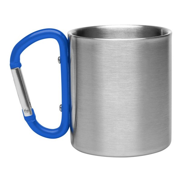 Metal mug 210 ml with carabiner clip | Easton - blue
