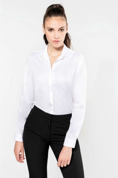 Ladies' Long-Sleeved Twill Shirt - White / 2XL