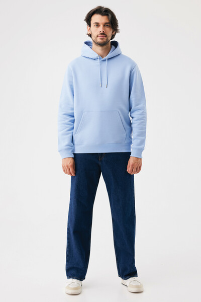 Mikina s kapucí IQONIQ Joshua z recyklované bavlny - Sky Blue / XL