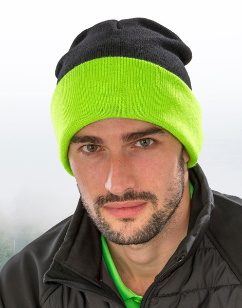 Recycled Black Compass Beanie - Black / Grey / ONE SIZE