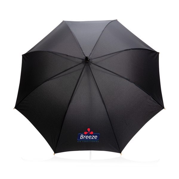 23" Impact AWARE™ RPET 190T auto open bamboo umbrella - Black