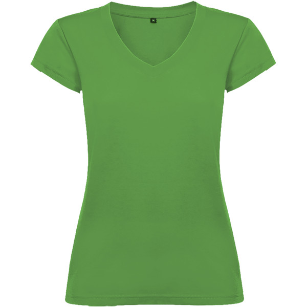 T-shirt a maniche corte con scollo a V da donna Victoria - Verde tropicale / 3XL