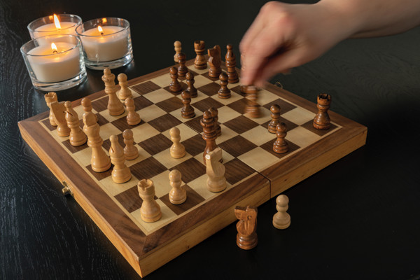 Jeu d'échecs pliable en bois