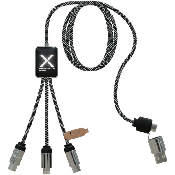 Cabo de carregamento Tipo C de 60 W com logotipo duplo iluminado SCX.design C33