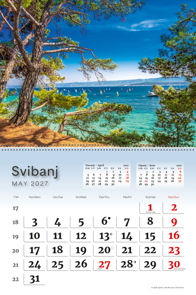 Preklopni zidni kalendar – Obala i more