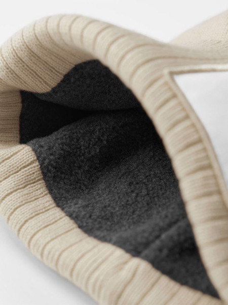 Appliqué Patch Pom Beanie - Ash / White