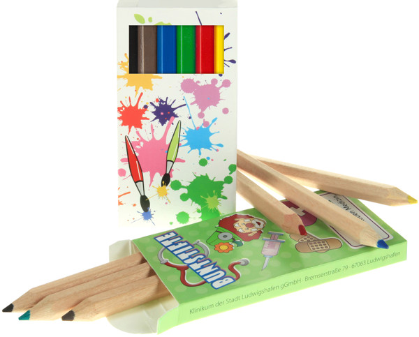 colored-pencils, incl. all around printing, set of 6 - Natural - Natural