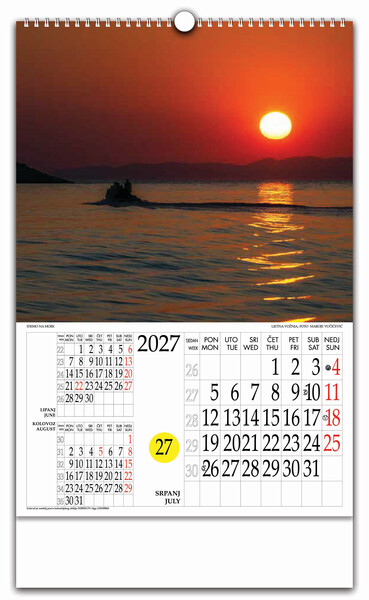 Zidni kalendar s rotacijskim krugom – Idemo na more