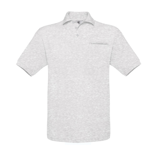 Polo B&C Safran Pocket 180G - 100% Algodão (Investindo Em Better Cotton) - Cinza Mesclado / 2XL
